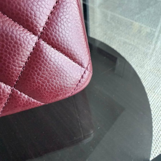 Image 1 of Chanel Classic Flap Maxi - Caviar Double Flap Quilted Burgundy Gold Hardware Series 21