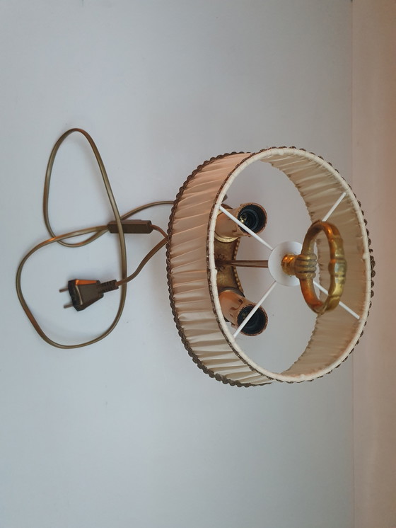 Image 1 of Vintage Bouillotte Lamp Toegeschreven aan Lucien Gau - Elegant Frans Ontwerp