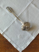 Christofle - Large silver-plated metal sprinkling spoon, filet pattern.