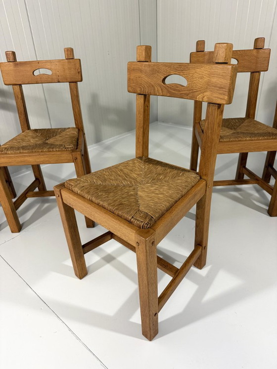6 X Rustieke Blonde Eiken Eetkamerstoelen 1960's – Wicker (photo 7 of 22)