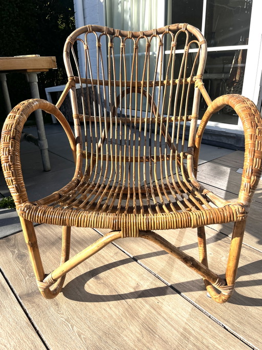 Vintage rotan fauteuil