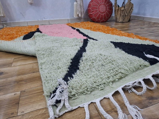 Image 1 of Tapijt van puur wol, handgeweven in de traditionele Marokkaanse stijl, 200 x 400 cm