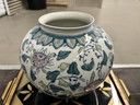 Grote origine Chinese bloempot met Griekse sleutel en bloemmotieven 1950-1980