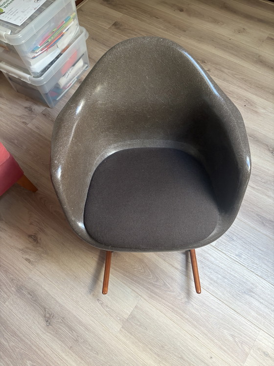 Brown Herman Miller RAR Rocking Chair Design Charles Eames – Metal, Textile (photo 2 of 7)
