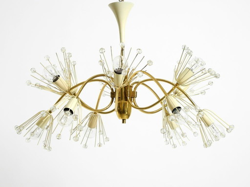 Rare, beautiful brass chandelier by Emil Stejnar for Rupert Nikoll | Mid Century Modern