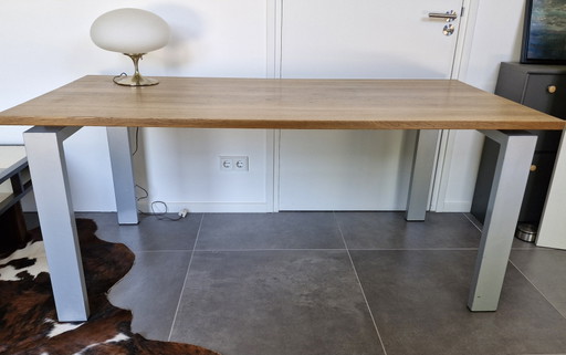Table solid oak top - metal legs