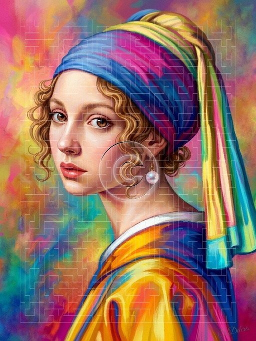 Cadre Sur Toile "La jeune fille à la perle" Johannes Vermeer / Décoration Murale (80x60 cm)