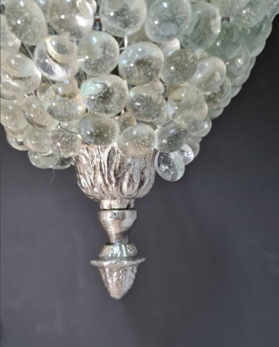 Image 1 of Hanglamp van Murano-glas voor aan het plafond, Art Deco bronzen wijnrank