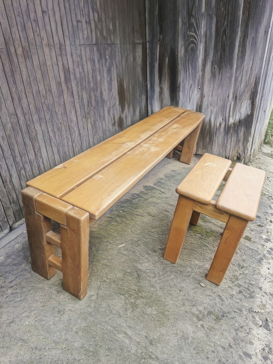 Image 1 of MAISON REGAIN 3-teiliges Massivholz-Ulmen-Set, 1970er/80er Jahre