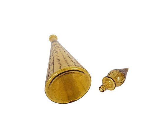 Image 1 of Decanter vintage - Empoli - vetro artistico - ambra - Italia - 1960