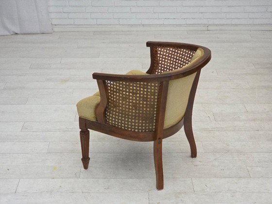 Image 1 of Fauteuil danois des années 1950, revêtement en velours et en maille, bois de chêne.