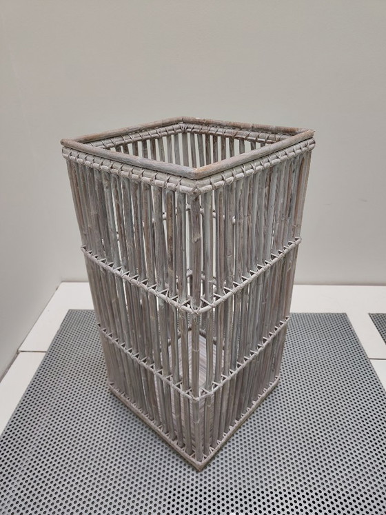 Image 1 of Vintage umbrella stand in bleached bamboo – very beautiful