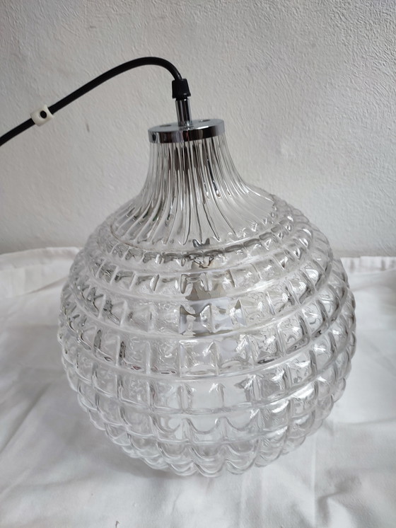 Image 1 of Crystal glass pendant bulb ceiling lamp Peill & Putzler 1960