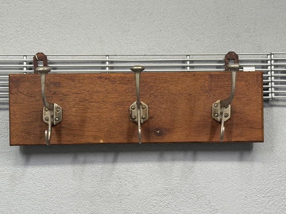 Image 1 of Authentic 1930s coat rack - wood with metal hooks