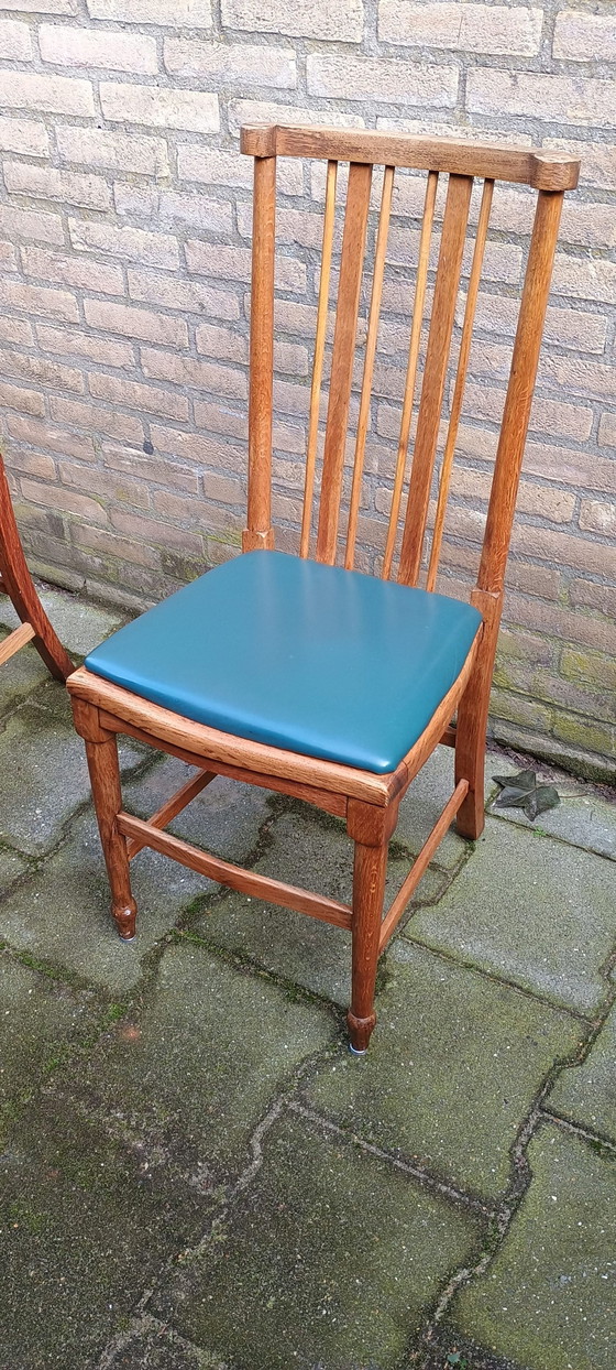 4 chaises de salle à manger anciennes en chêne anglais – Wood, Skai (photo 4 of 9)