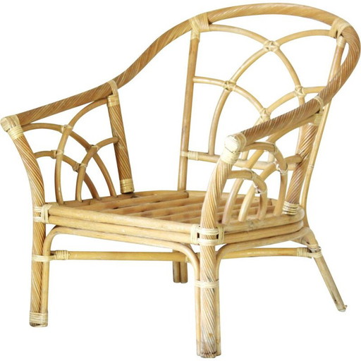 Curbed Vintage-Sessel aus Bambus, 1970er Jahre