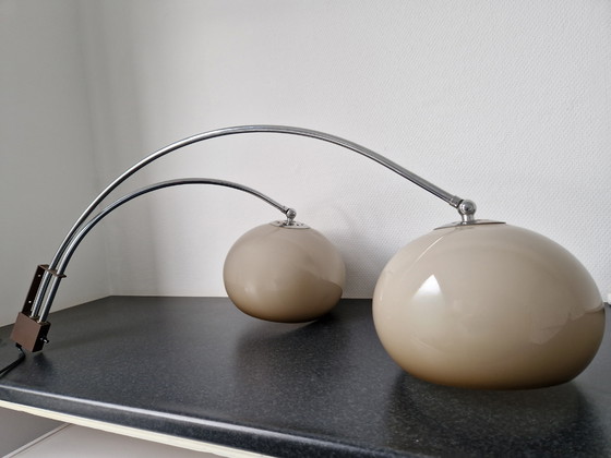 Image 1 of Vintage Dijkstra dubbel arc mushroom wandlamp chroom