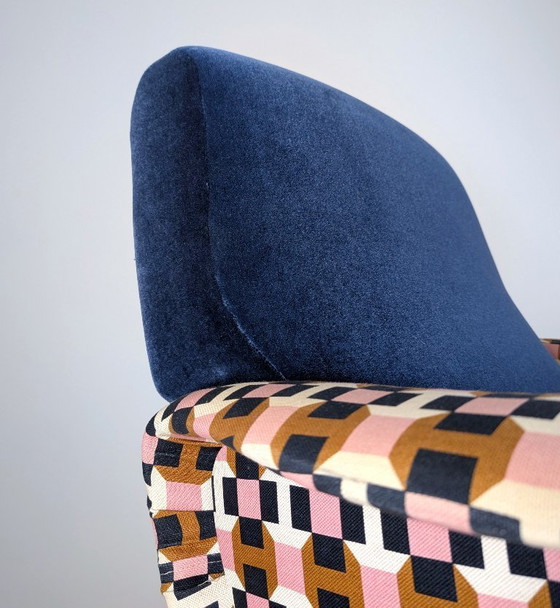 Image 1 of Paire de fauteuils Lady en velours bleu Hermès, Marco Zanuso, Italie, années 1950