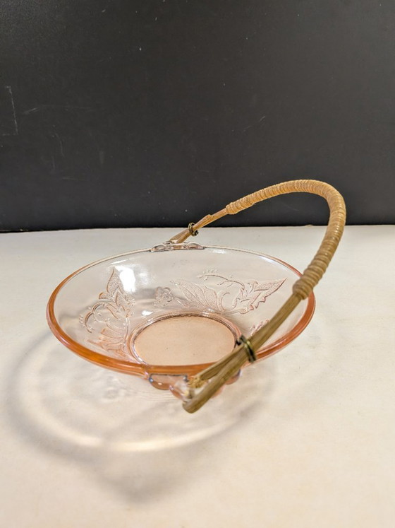 Image 1 of vintage rose glas schaaltje met oren