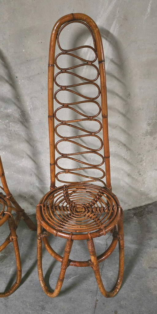 Set van 4 bamboe stoelen van Bonacina, 1960