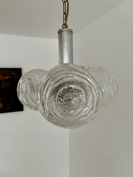 Vintage Pendant Lamp 3 Glass Spheres Fischer Leuchten – Chrome (photo 9 of 13)