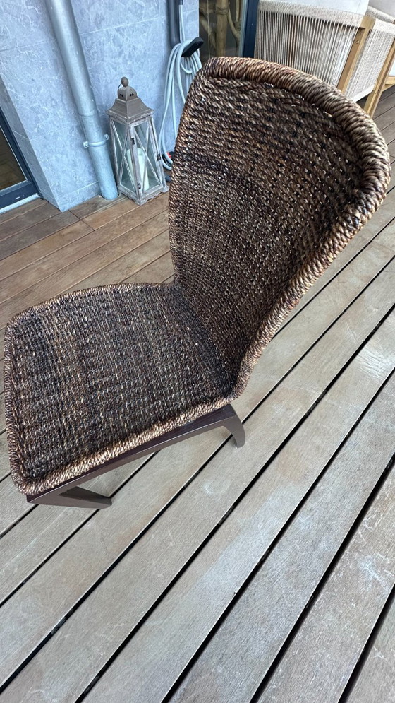 6 Sedie in Legno e Rattan Marrone Modello Libra Ligne Roset – Sedie da pranzo, Wicker (photo 6 of 8)