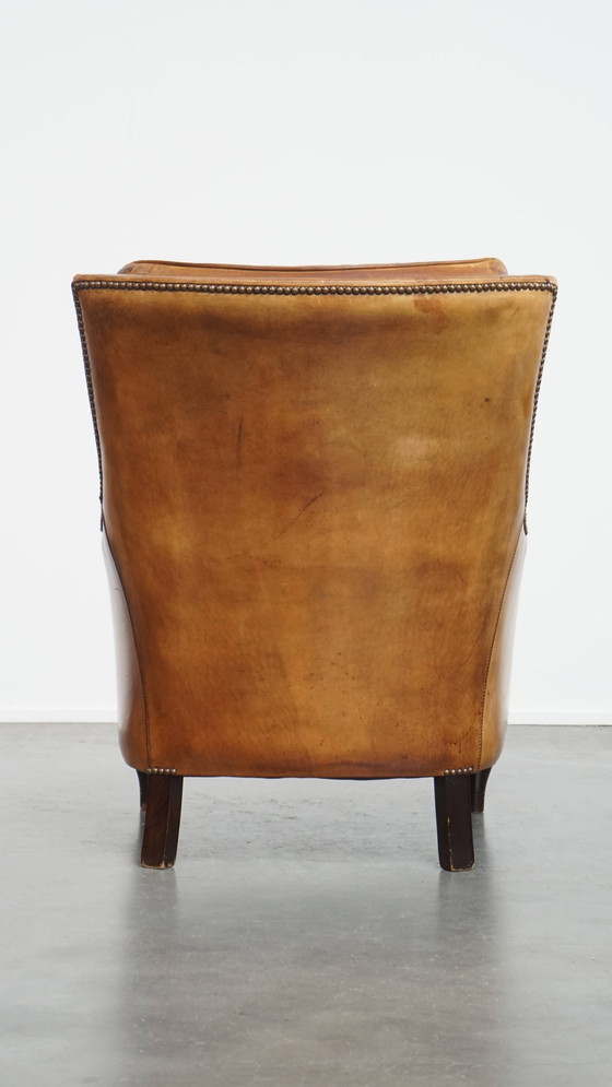 Image 1 of Vintage Fauteuil Gemaakt van Schapenleer