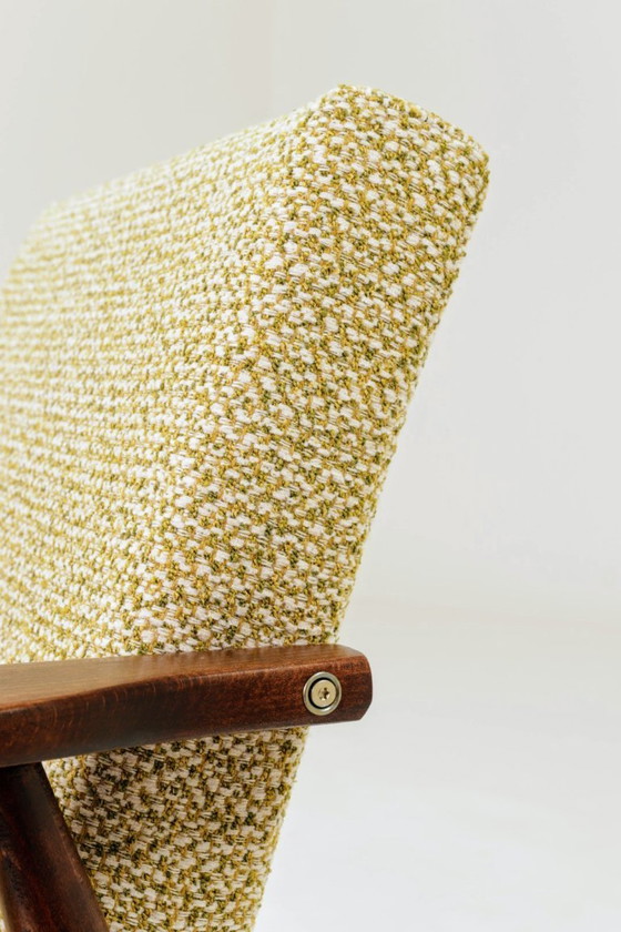 Image 1 of Fauteuil vintage vert mélange bouclé 1970 mid century modern design