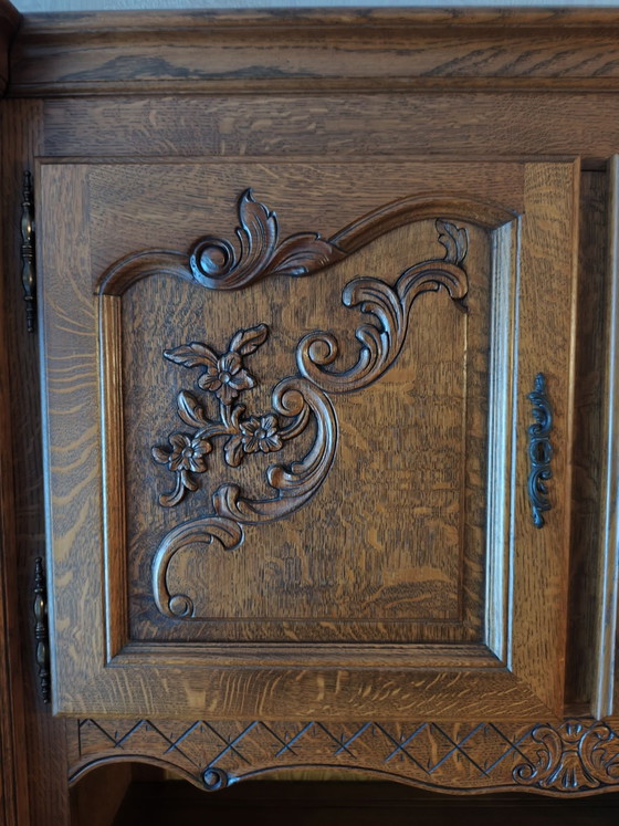 Vintage wall/buffet cabinet in Louis XV style – Wall cabinet, Wood (photo 7 of 15)