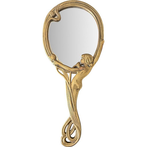 Vintage Art Nouveau mirror in brass