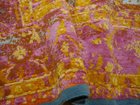 Image 1 of Zijden vloerkleed - Modern design vloerkleed Heriz zijde 300 x 250