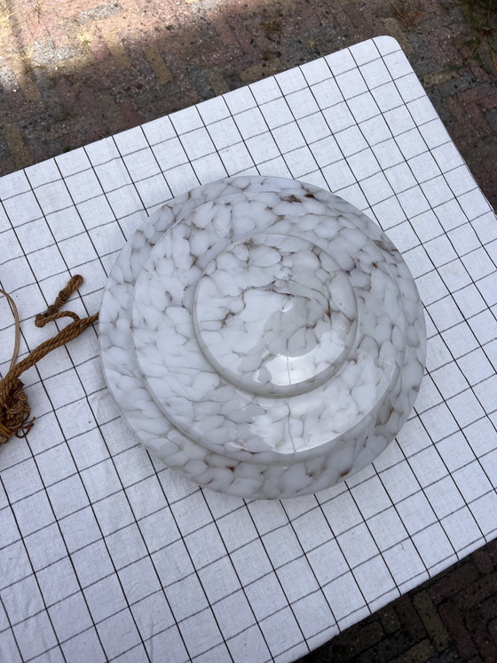 Image 1 of Lampada a sospensione in stile Art Déco in marmo bianco grigio