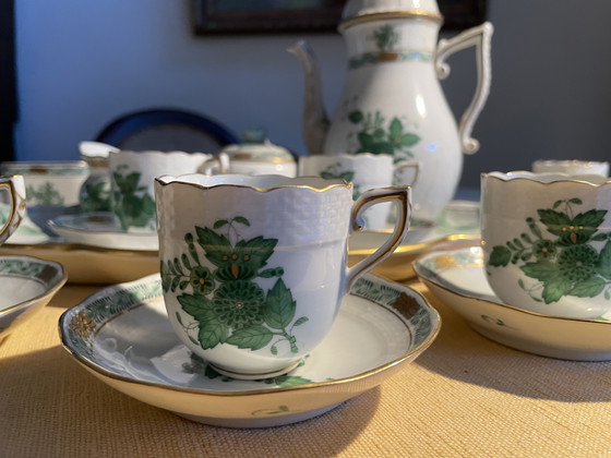 Image 1 of Herend Hungary Handgeschilderd Koffieservies - 29 Delig