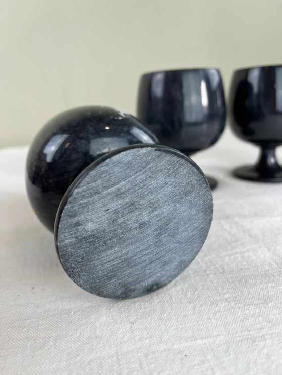 Zwarte marmeren vazen – Glazen & Karaffen, Marble, Vintage (photo 6 of 8)