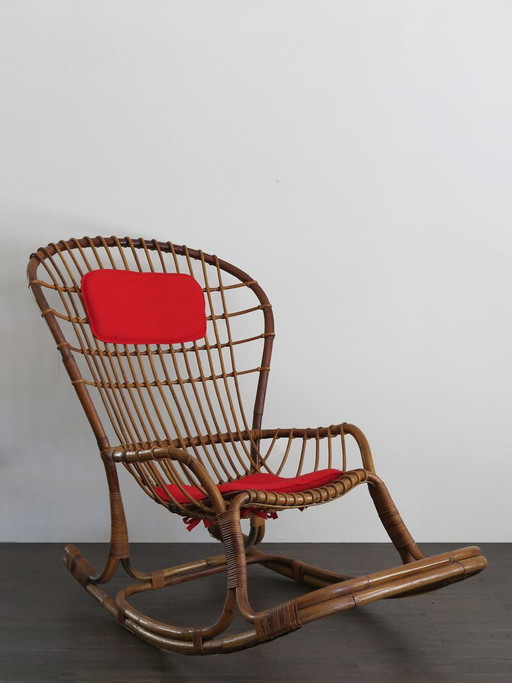Rocking chair en bambou Haruki Miyajima, années 60