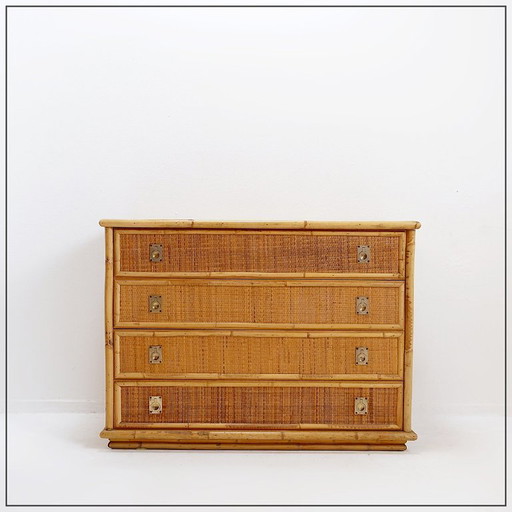 Commode Dal Vera en Bambou et Osier/Rotin, Italie, Années 1960