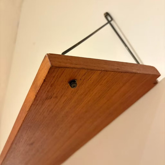 Vintage Danish 1960s Teak Wall Shelves – Shelving unit, Metal, Brass, Mid Century Modern (photo 12 of 15)