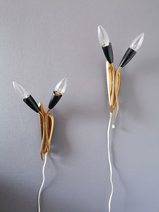 2x Lámparas de pared vintage