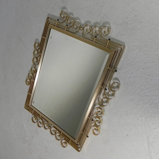 Vintage geslepen spiegel in aluminium frame, jaren 50
