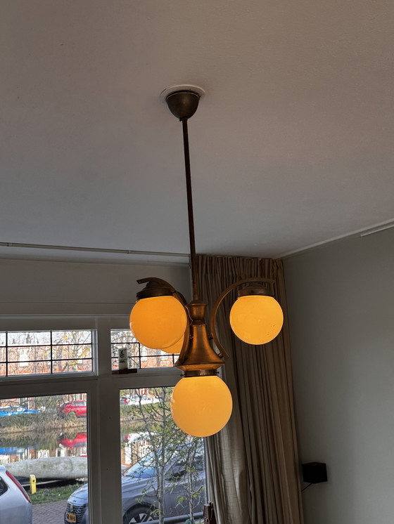 Image 1 of Corona art déco con cristal azul 