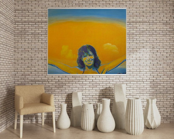 Original Oil Painting Contemporary Art Woman Higher Than Clouds – Paintings & Drawings, Canvas (photo 3 of 7)