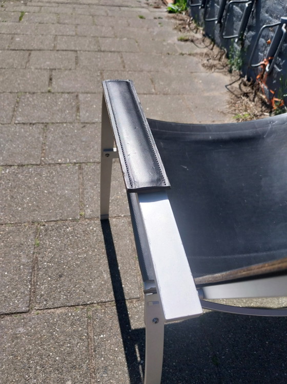 Image 1 of 1 x set of 2 IKEA lounge chairs by Tord Björklund 1990s leather and aluminium