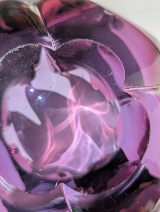 Image 1 of Grote asbak/zak tulp, paars en blauw, Murano Sommerso glas, Italië, 1970