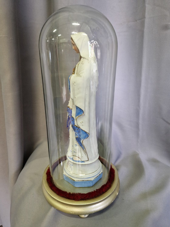 Image 1 of Mary statue with bell jar