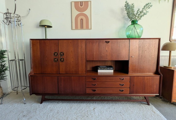 Credenza a muro vintage in teak, Louis van Teeffelen, Wébe – Credenze, Ceramica, Legno (photo 6 of 15)
