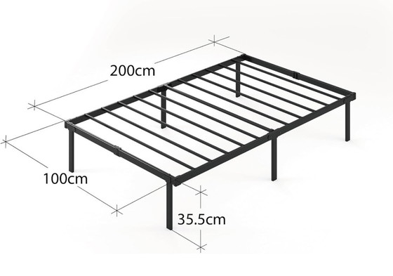 Image 1 of Letto Zinus Caleb 100 x 200 cm - Altezza 36 cm con contenitore sottoletto - Struttura letto in metallo - Struttura letto pieghev
