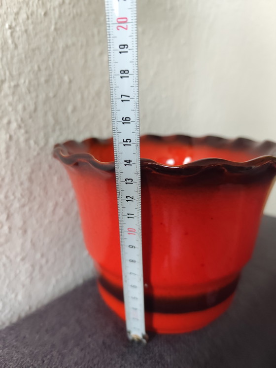 Image 1 of 🧡 Vintage flowerpot from the 70s/80s | Orange-brown | Ceramic West German style | approx. 14 cm