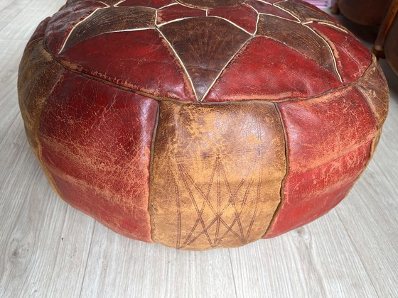 Vintage Marokkaanse leren poef – Hockers en poefs, Leather (photo 3 of 5)