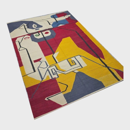 Tapiz tejido a mano Taureau V de Le Corbusier | Arte textil moderno (118 × 79 pulgadas) (photo 2 of 10)