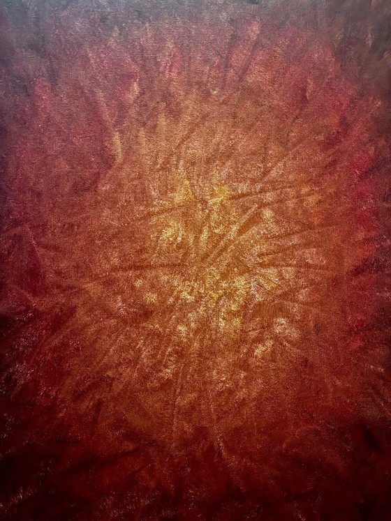 Gran pintura original abstracta roja y dorada – Walter Geraci, Pinturas y dibujos, Lienzo (photo 8 of 13)